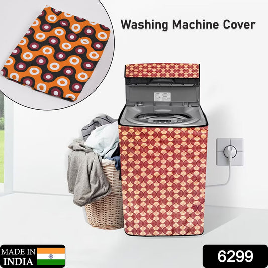 Side view of a patterned fully automatic washing machine cover.
