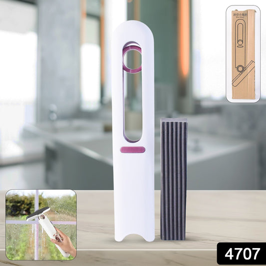 The portable self-squeeze mini mop showcasing its compact design from an angled view.