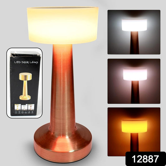Portable rechargeable desk lamp with USB charging cable for convenience.