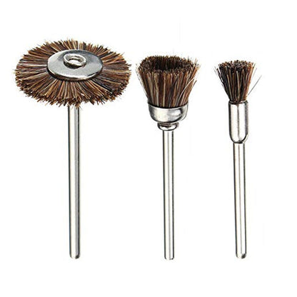 Overview of the 3-piece Brass Wire Wheels set, showcasing various brush styles.