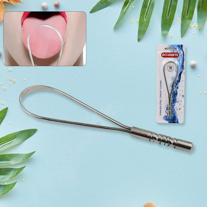 Close-up view of the MintGuard stainless steel tongue cleaner's smooth scraping edge.
