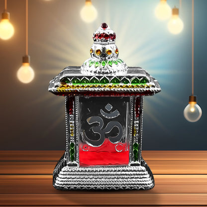 Handcrafted Om Temple with adhesive base for car dashboard or home.