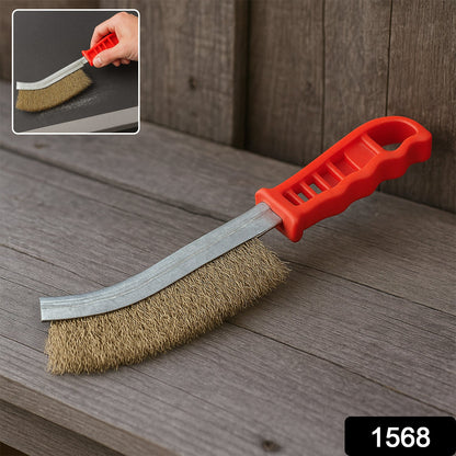 Close-up of the durable steel bristles on the metal cleaning brush.