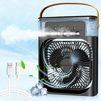 Portable Air Conditioner Fan showing front view on a modern desk.