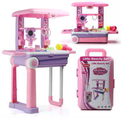 Aditi beauty set transforming into a trolley, vanity, and tool bench for versatile play.