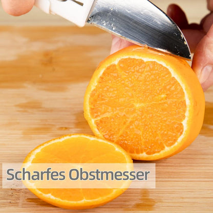 Close-up of the portable 2-in-1 knife peeler showing its protective covers.