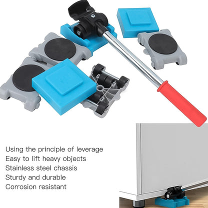 Close-up of furniture movers and slides, showcasing secure grip.