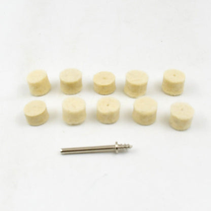 Different shapes of felt buffing wheels for grinding and polishing tasks.