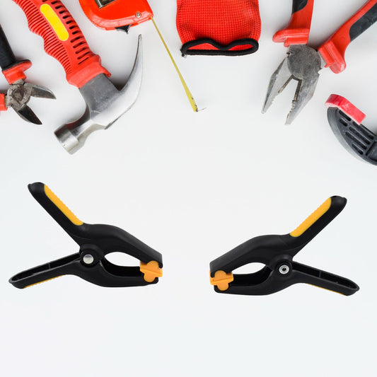 Two 3-inch heavy-duty spring clamps with yellow tips for screen repair.
