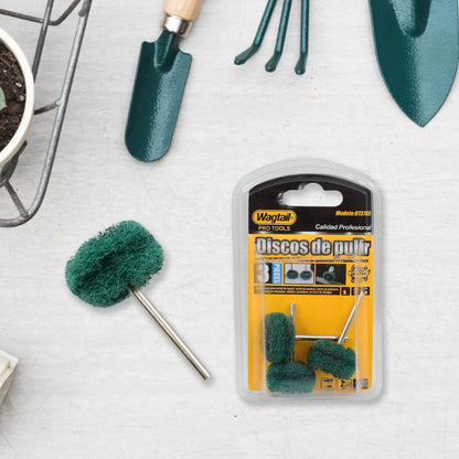 Miniature polishing brush accessory from the rotary tool kit.