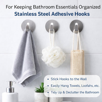A sturdy stainless steel hook perfectly installed on bathroom tiles, ideal for towels.