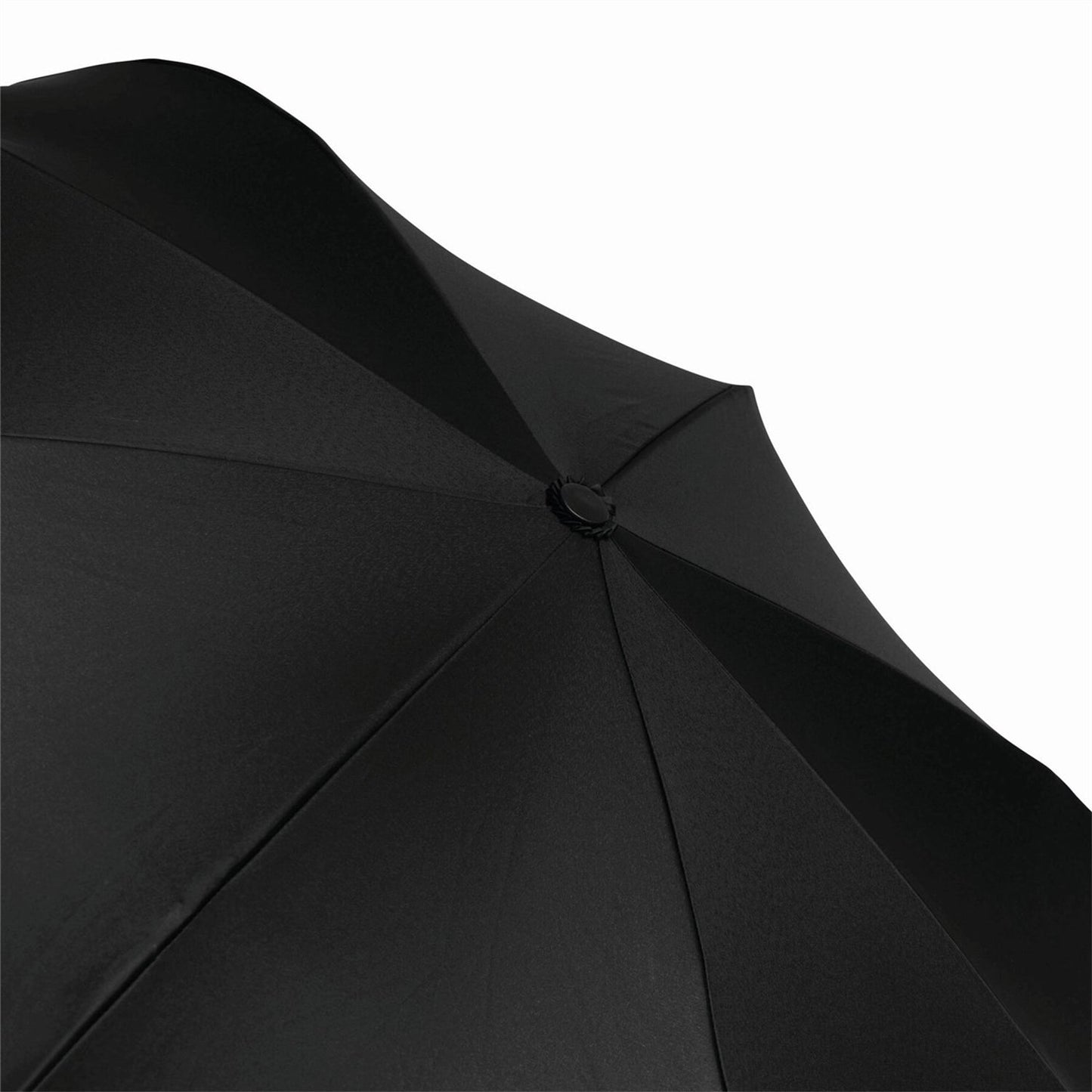 Kids umbrella compactly folded with a secure carrying strap.