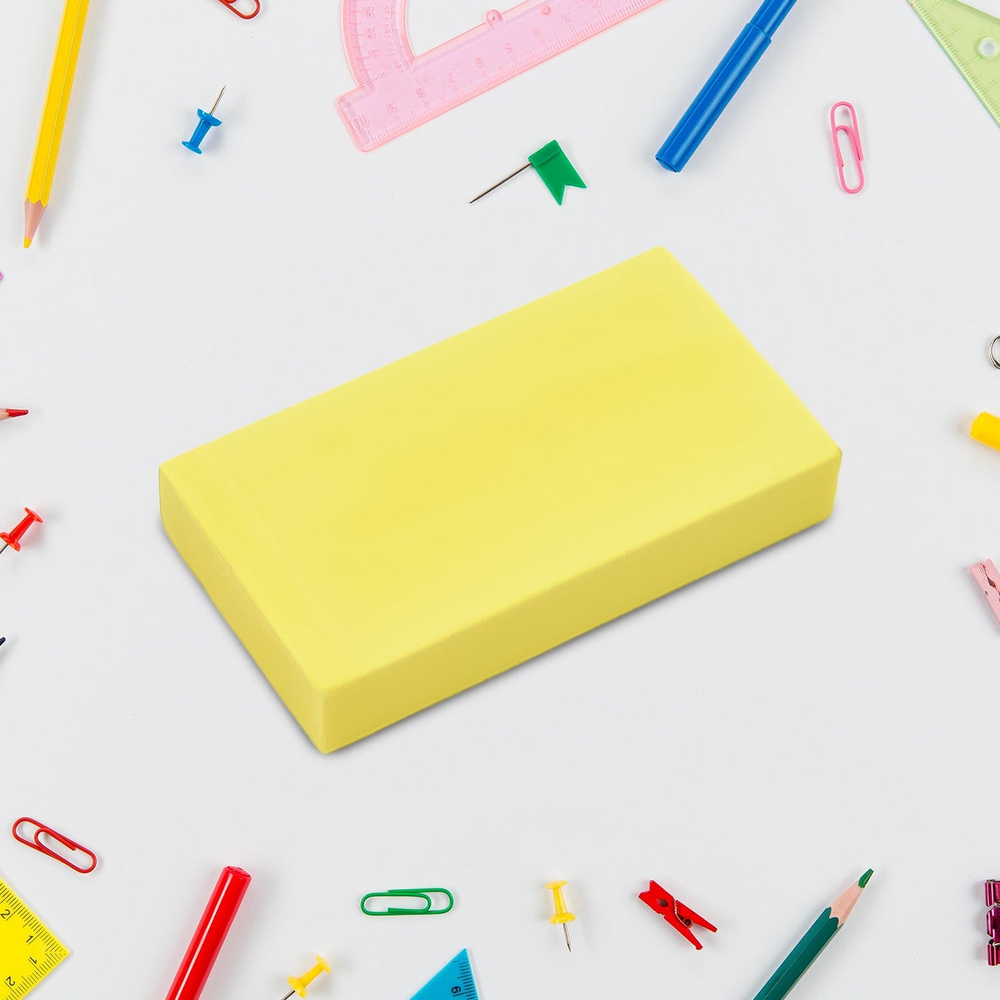 Collection of mix design erasers for children, vibrant and fun.