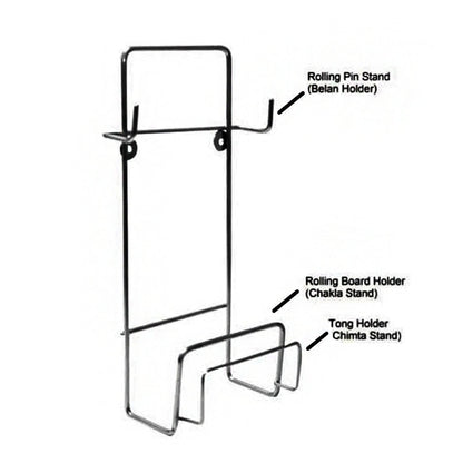 Side view of the sturdy and compact stainless steel chakla belan stand, showing its robust design.