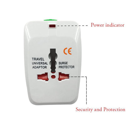Side view of the portable travel adapter extended with an EU plug.