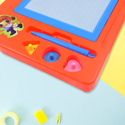 Kids using the magnetic board with pen to practice letters and numbers.