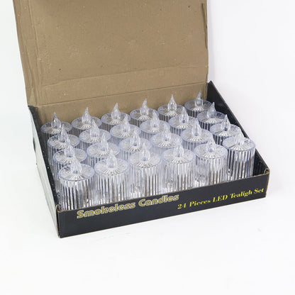 Set of 24 battery operated smokeless LED flameless decorative candles for home and events