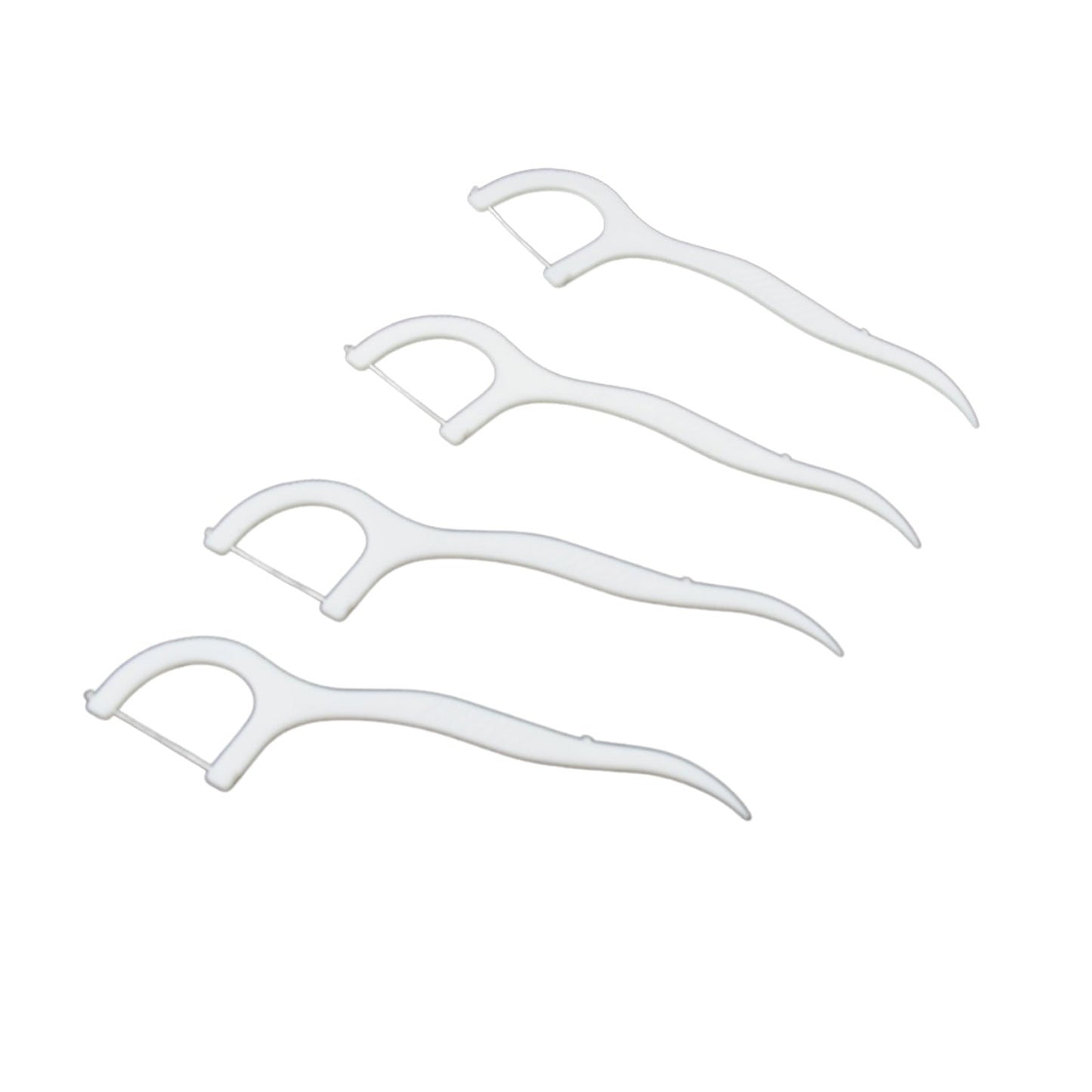 A 50-piece set of MintGuard Portable Dental Floss Picks spread out from their case.