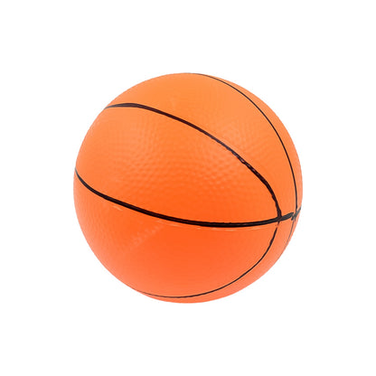 Another angle of the bouncy mini basketball, highlighting its robust construction.