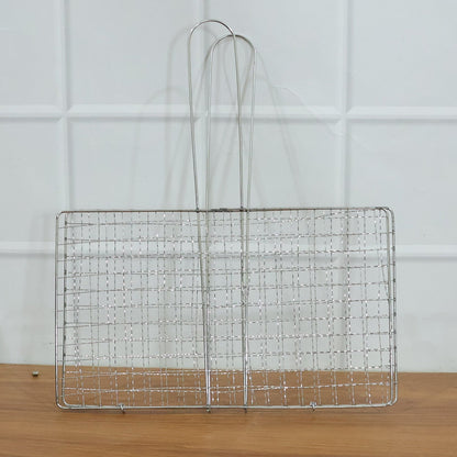 Heavy-duty stainless steel grill basket suitable for camping and picnics