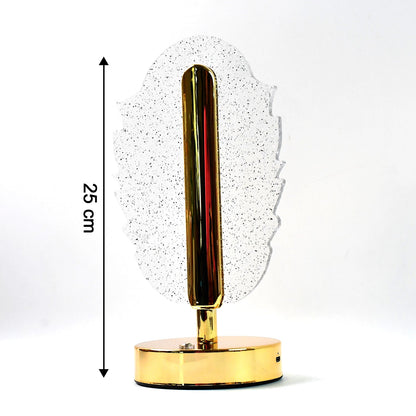 Warm glowing feather shape crystal table lamp for bedroom
