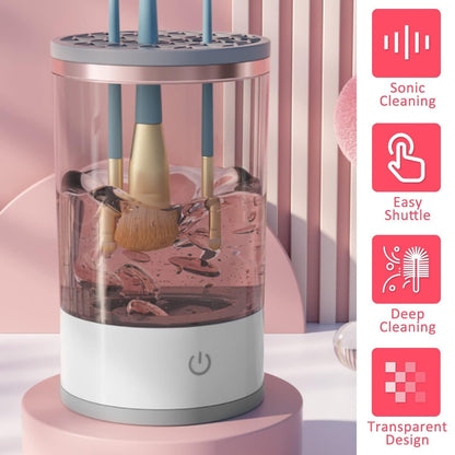 Step-by-step guide on how to use the automatic makeup brush cleaner for best results.