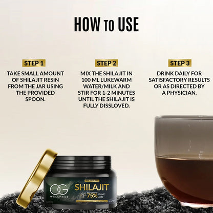Luxury packaging of OG Wellness Pure Himalayan Shilajit resin