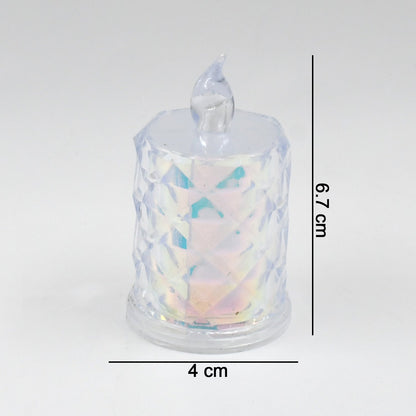 A side view of the flameless LED candle showing its realistic flickering flame effect.
