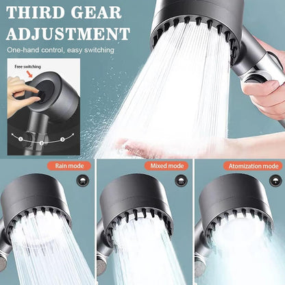 Adjustable Shower Filter Head demonstrating three invigorating spray modes.