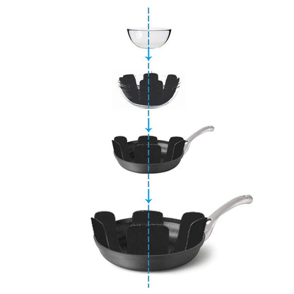 Multiple felt protectors stacked, ideal for safe cookware storage