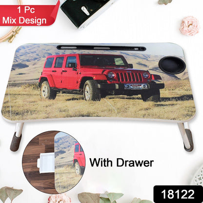 Kids' foldable laptop desk featuring a fun car cartoon design.