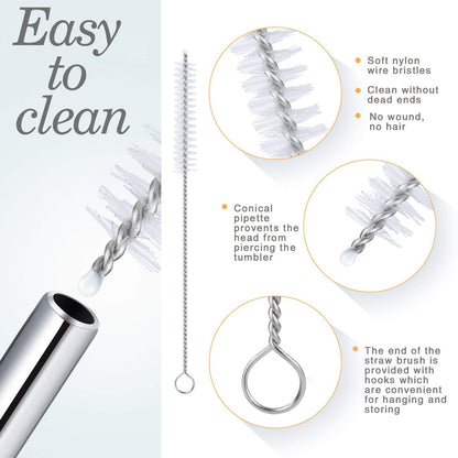Close-up view of the smooth, polished tips of the reusable Stainless Steel Straws.