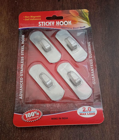 Packaging for Bathora's self-adhesive heavy-duty stainless steel hooks, ready for home use.