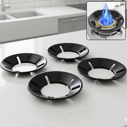 Four-piece gas stove flame protector ring set for standard burners