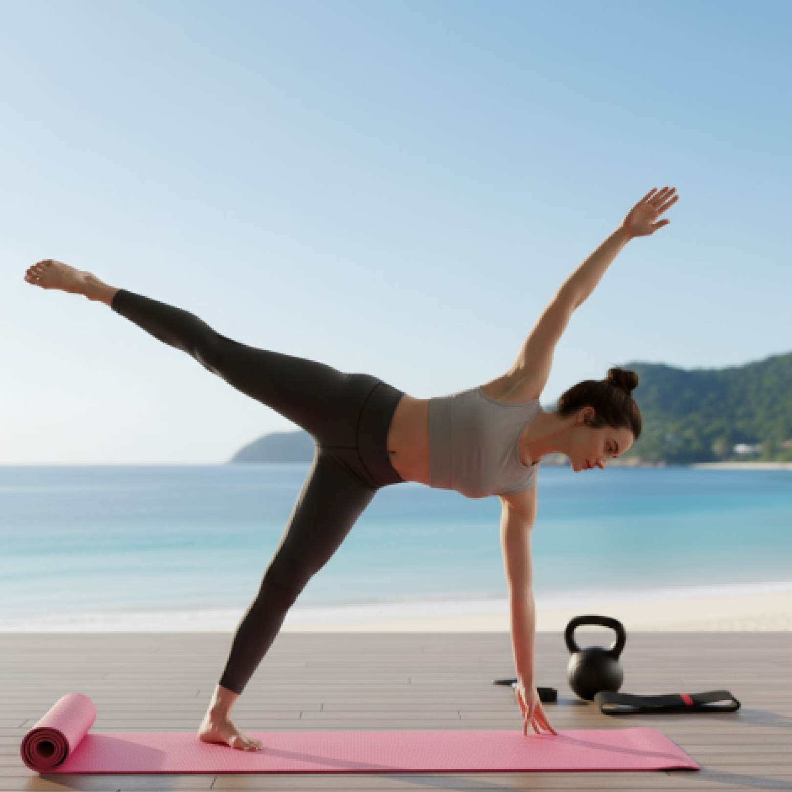 Diagram illustrating the eco-friendly and non-toxic properties of the yoga mat.