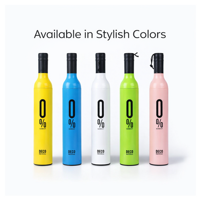 Vibrant polyester canopy of the open Wine Bottle Umbrella.