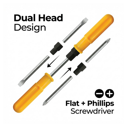 XcelGrip Multipurpose Screwdriver disassembled, showing its dual-function bits.