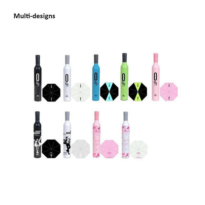 Partially open compact travel umbrella revealing its unique design.