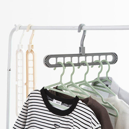 Front view of the Organivo 9-hole plastic hanger, showcasing its multi-slot design.
