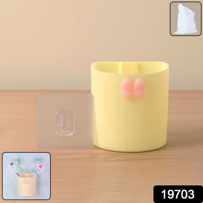 Close-up of durable plastic toothbrush holder showing butterfly motif