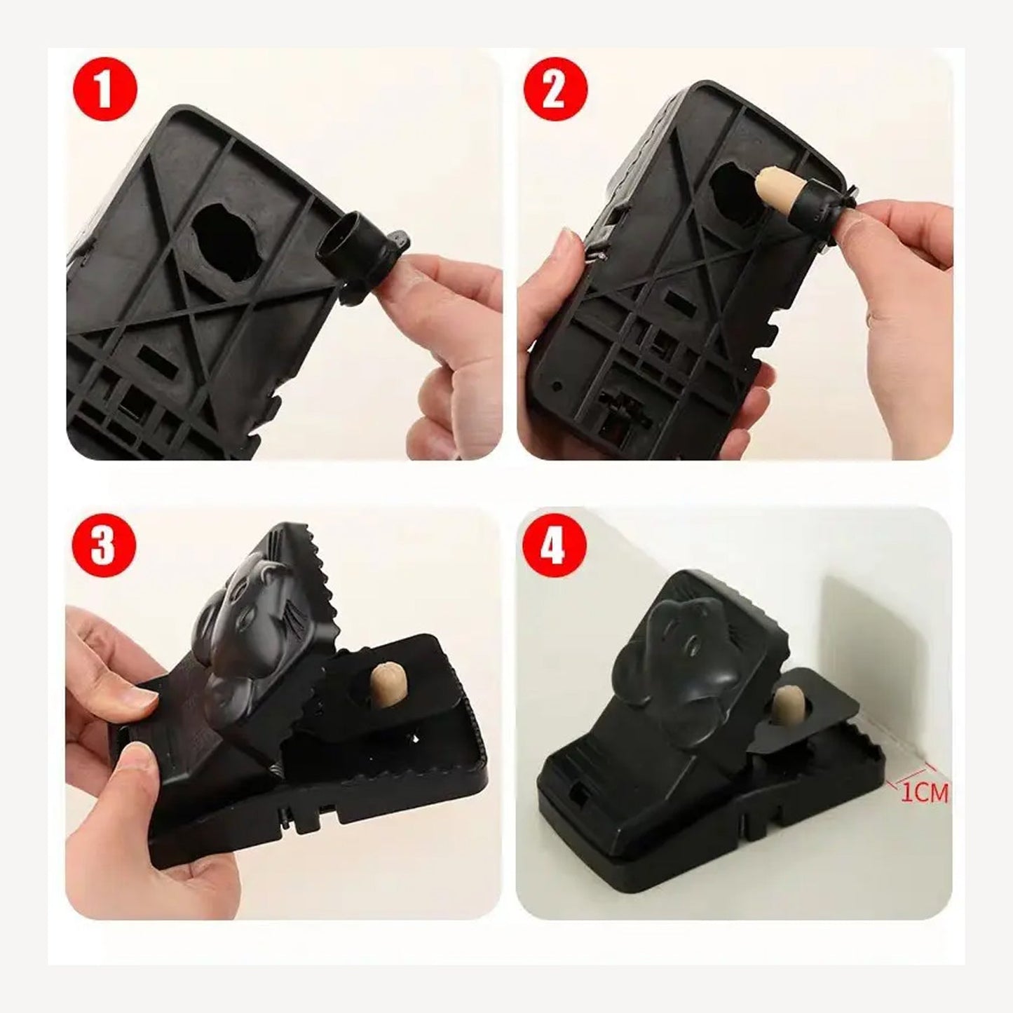 Mouse trap cage discreetly placed in a home kitchen corner for effective pest control.
