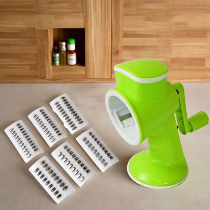 Quickslice 6-in-1 vegetable cutter and slicer with multiple blades for kitchen tasks.