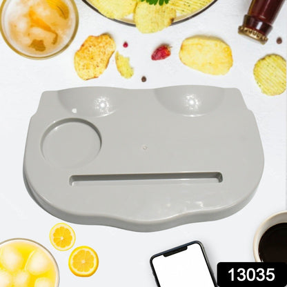TableNest Snack and Drink Holder Tray showcasing its multiple compartments.