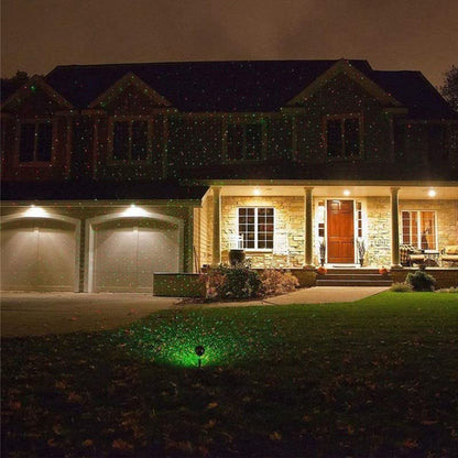 Multicolor laser light projector creating a festive atmosphere for Diwali and Christmas.