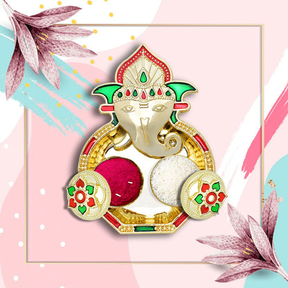 Elegant Puja Thali set, perfect for Indian housewarming gifts or Diwali pooja.