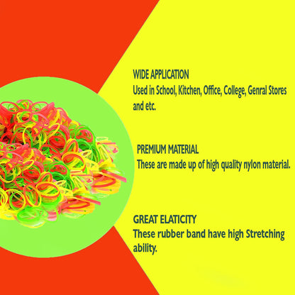 A 100 GM pack of vibrant, diverse colored VoltDesk rubber bands.