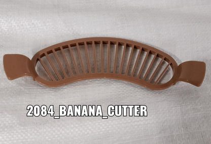 Compact plastic banana cutter with comfortable grip for daily use.