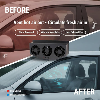 Durable ABS plastic triple fan car ventilator for heat and odor removal