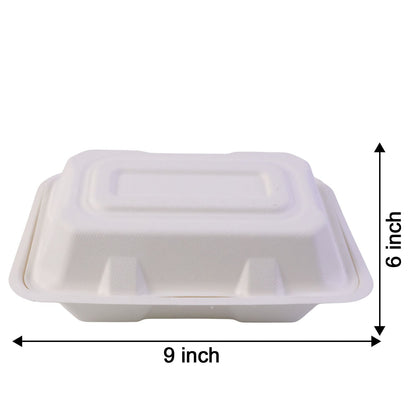 Premium sustainable bagasse food packaging size information