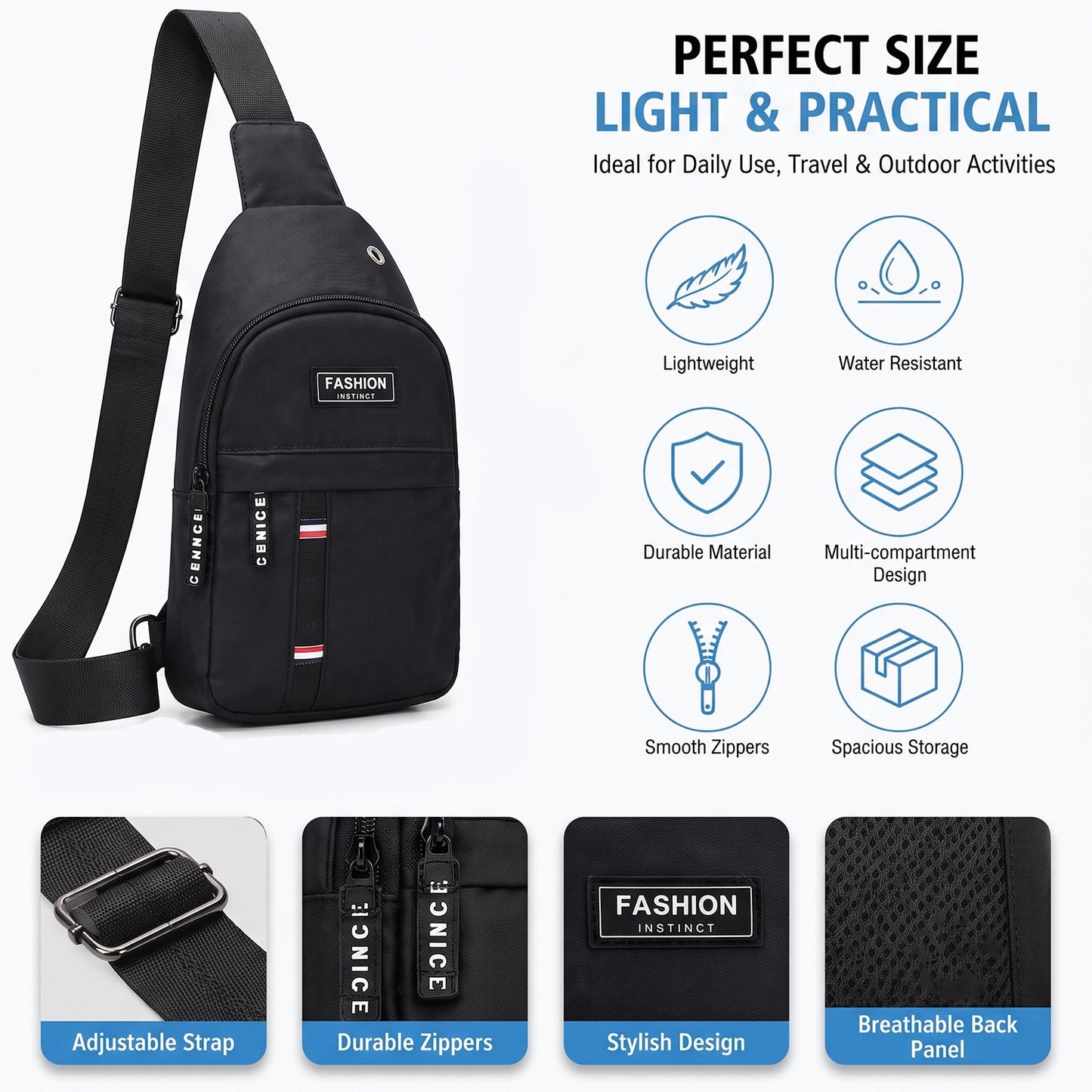 Waterproof USB Charging Sling Bag – Travel & Crossbody | FERVENT